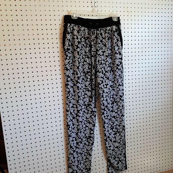 New Directions Womens Palazzo Pants Size S Polyester Floral Print Blk/White - Picture 2 of 10